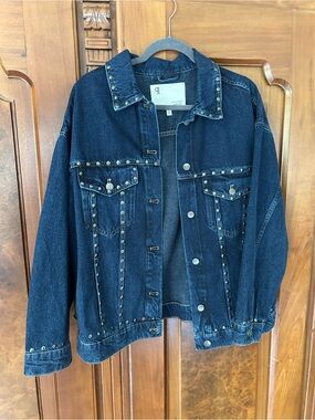 Pilcro Dark Blue Studded Denim Jacket